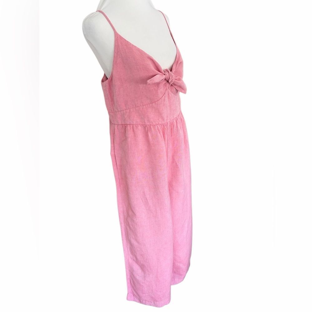 LOFT Linen Blend Tie Front Pink Jumpsuit size 12. - Picture 10 of 12